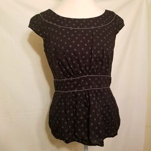 Emily and fin blouse size XL black with gray polka dots